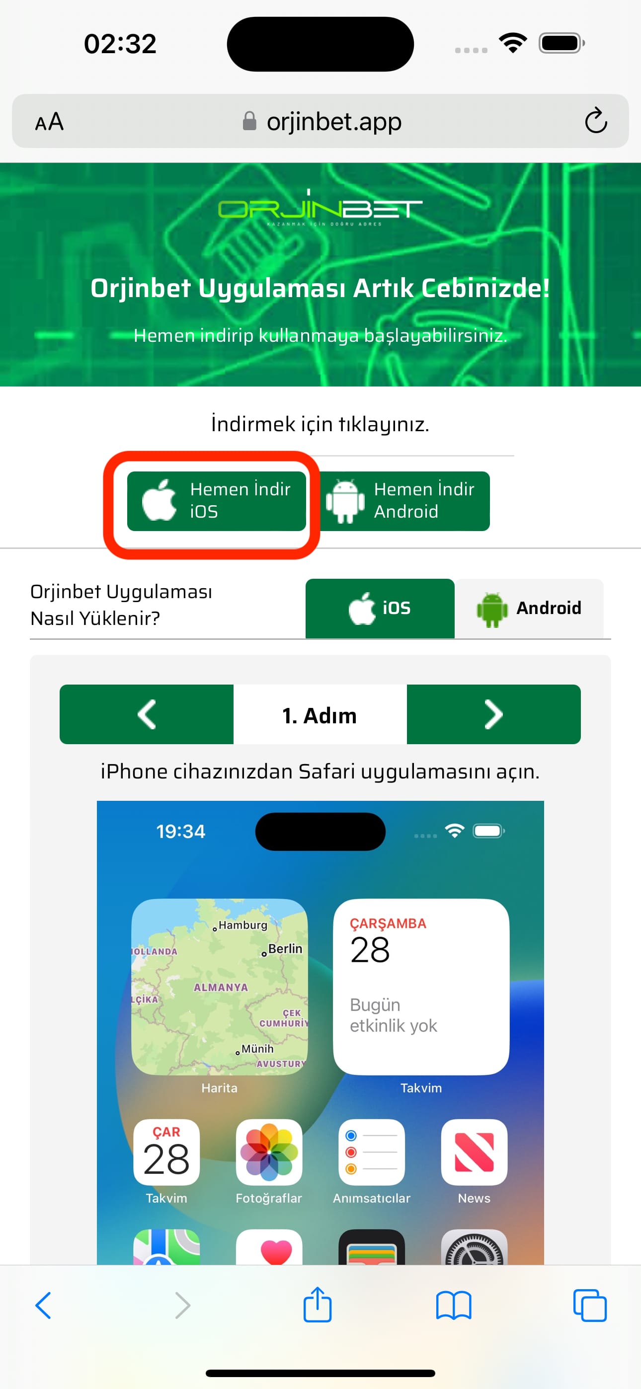 Orjinbet Mobil Tanıtım - Adım 3